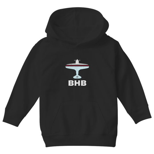 Fly Bar Harbor BHB Airport Kids Hoodie | Black