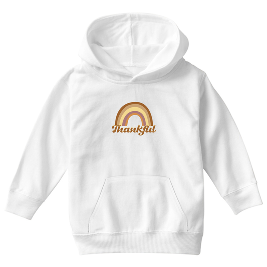 Thankful Retro Rainbow Kids Hoodie | White