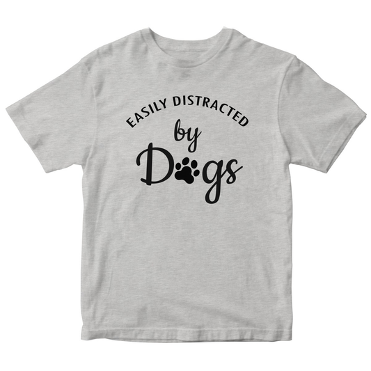Easily Distracted By Dogs Kids T-shirt | Gray