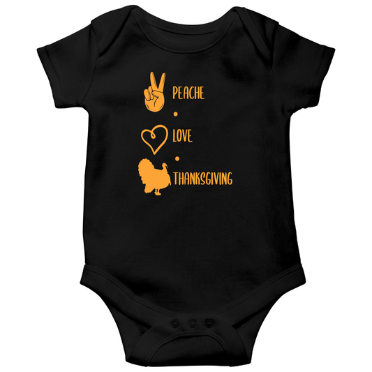 Peace Love Thanksgiving Baby Bodysuits | Black