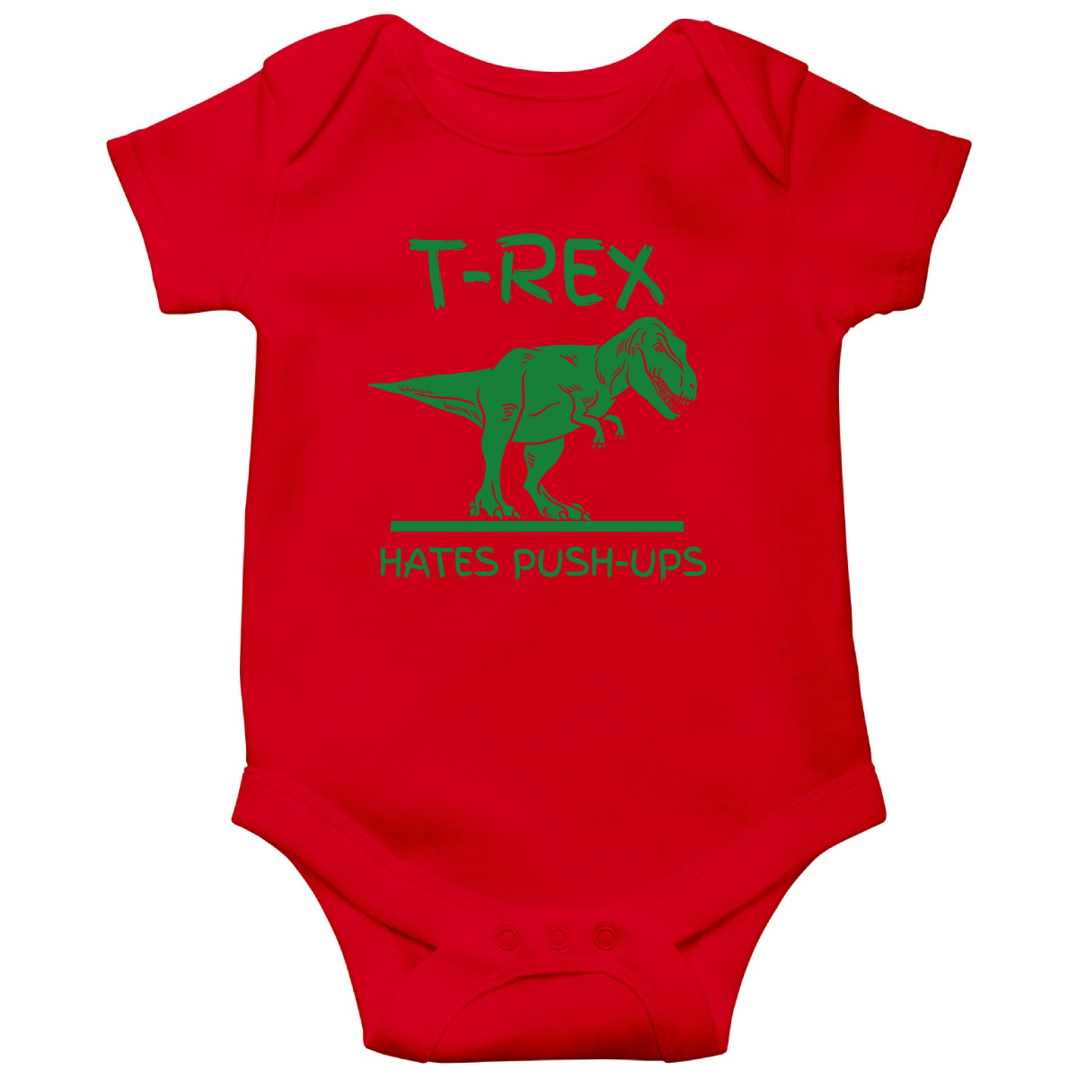 T-Rex Hates Push-ups  Baby Bodysuits | Red