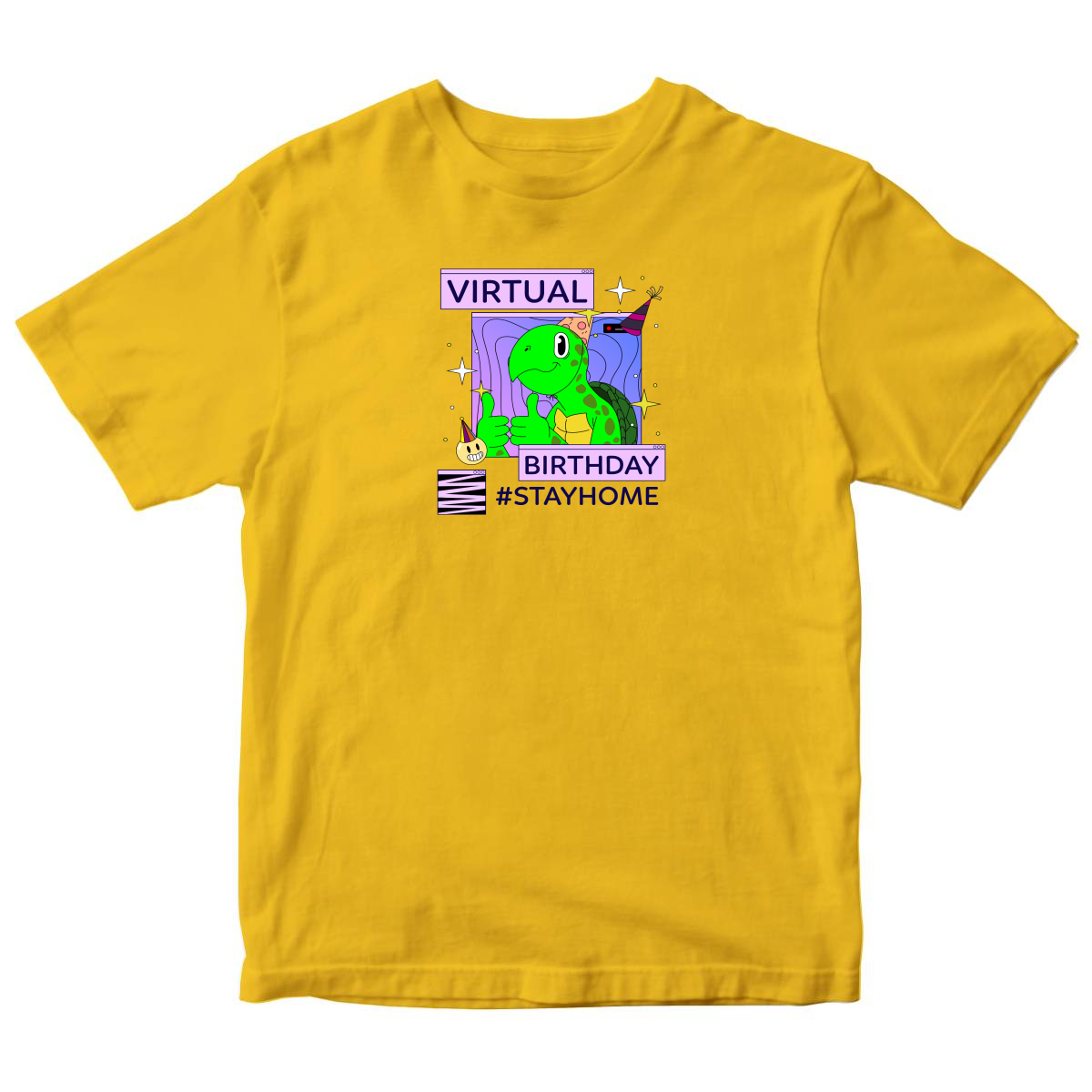 Virtual Party Stay Home Toddler T-shirt | Yellow