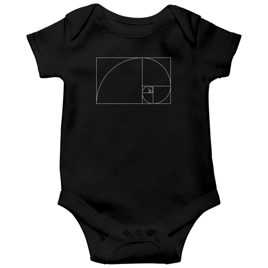 Golden Ratio Fibonacci Spiral  Baby Bodysuits | Black