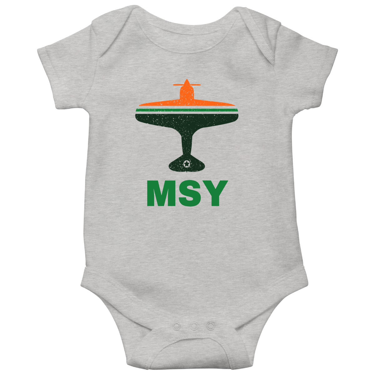 Fly New Orleans MSY Airport Baby Bodysuits | Gray