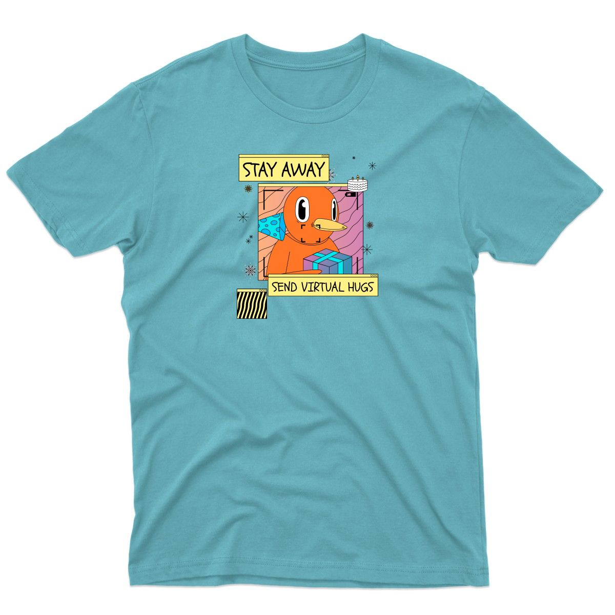 Stay Away Send Virtual Hugs Men's T-shirt | Turquoise