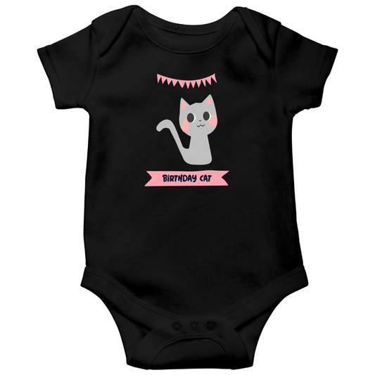 Birthday Cat Baby Bodysuits | Black