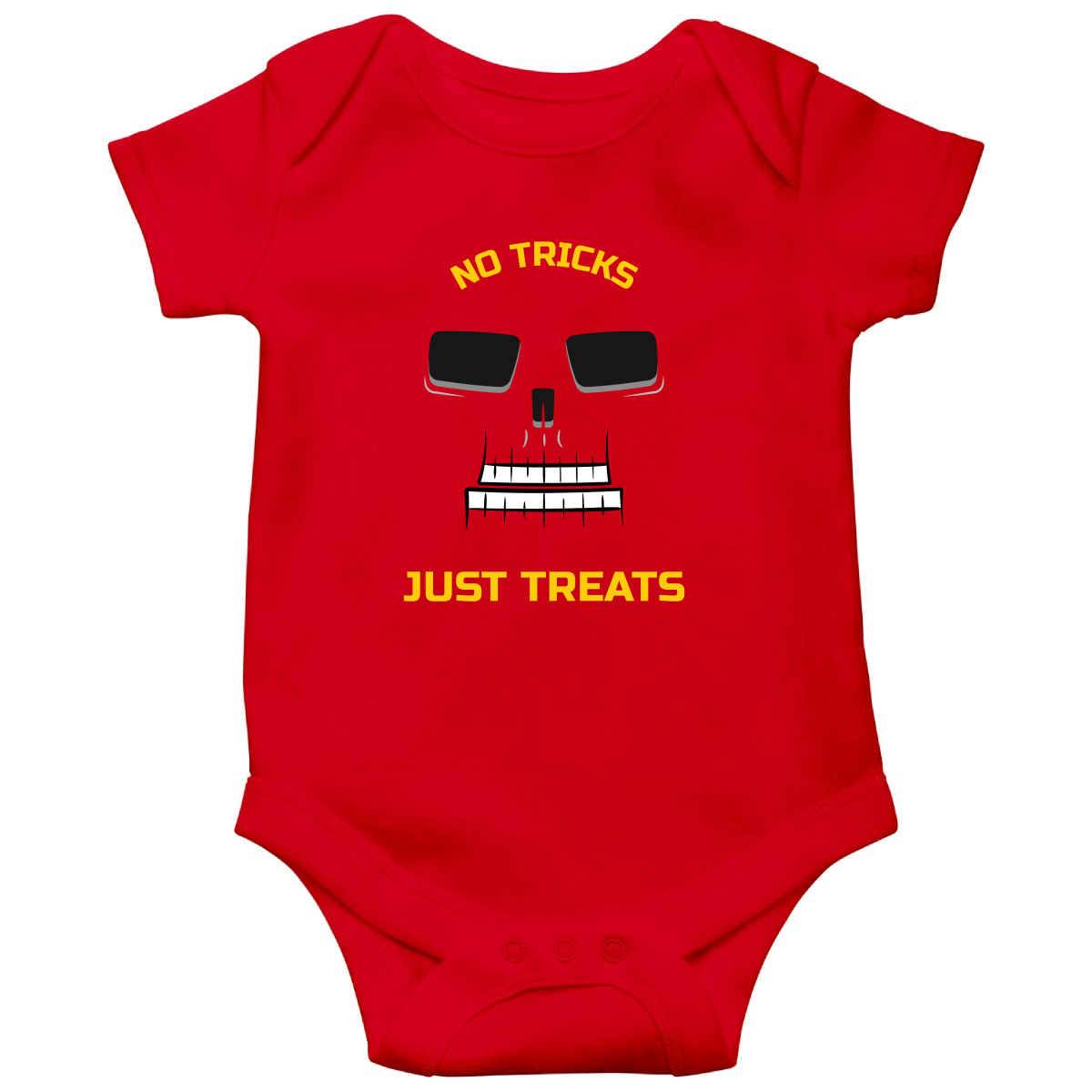No Tricks Just Treats Baby Bodysuits | Red