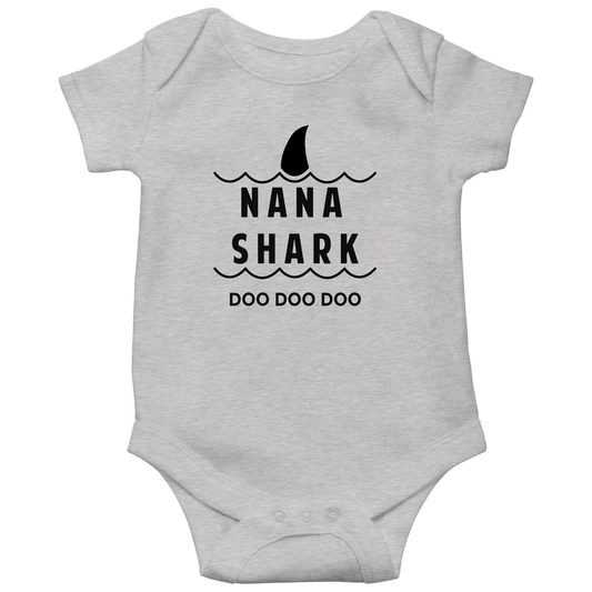 Nana Shark Baby Bodysuits | Gray