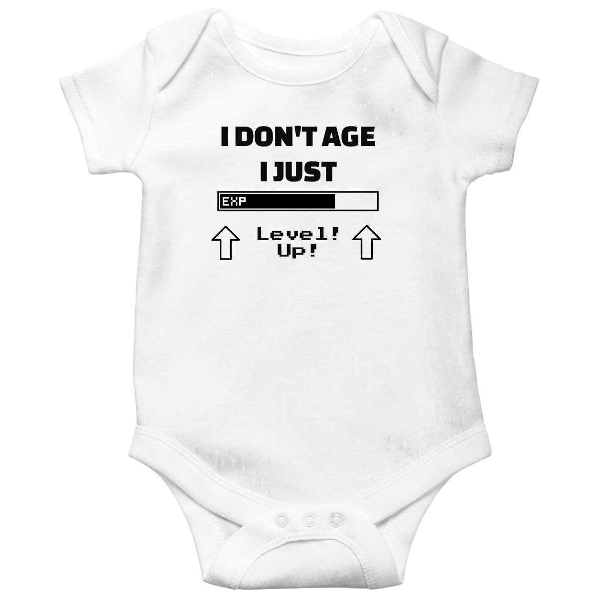 I Don't Age I Just Level Up Baby Bodysuits | White