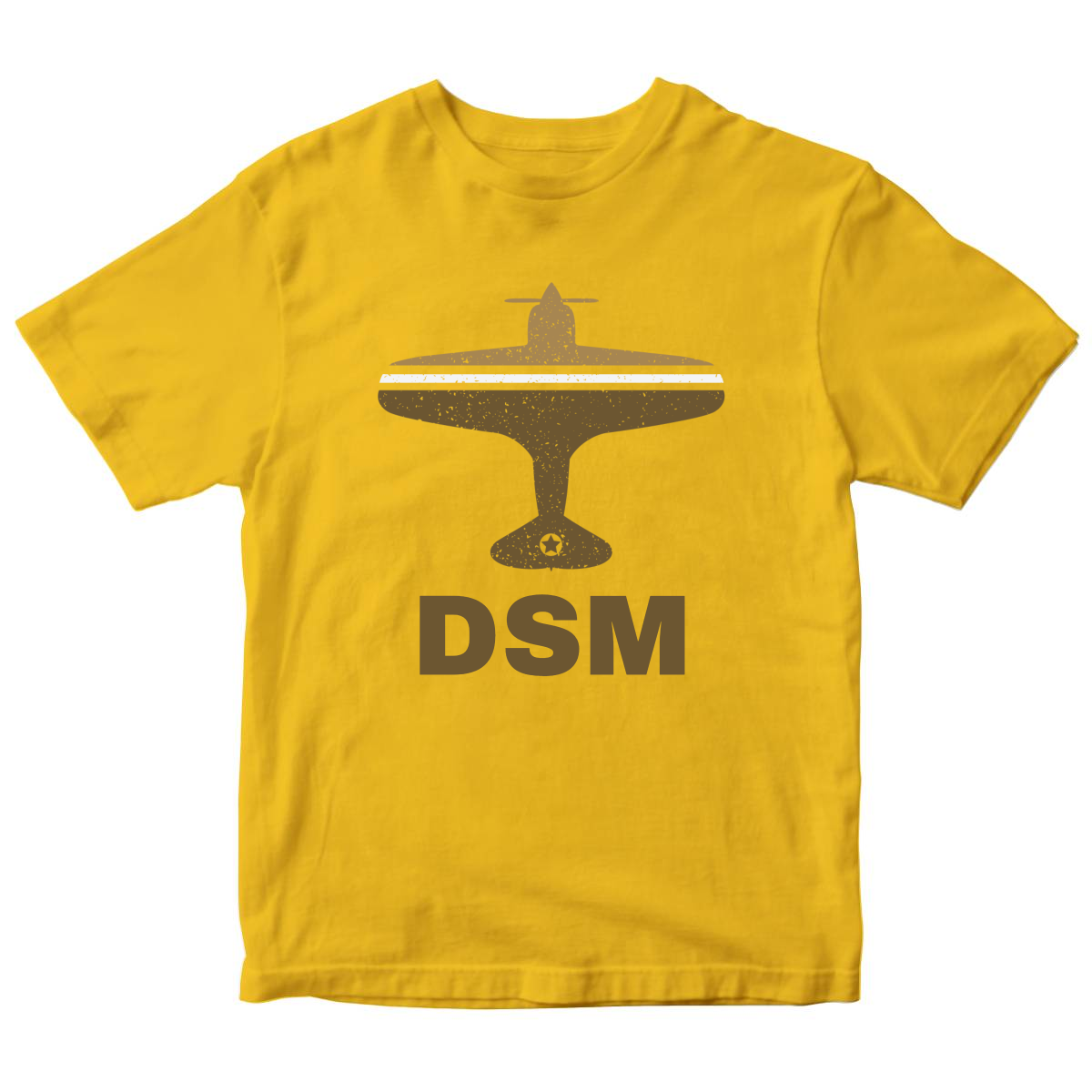 Fly Des Moines DSM Airport Kids T-shirt | Yellow