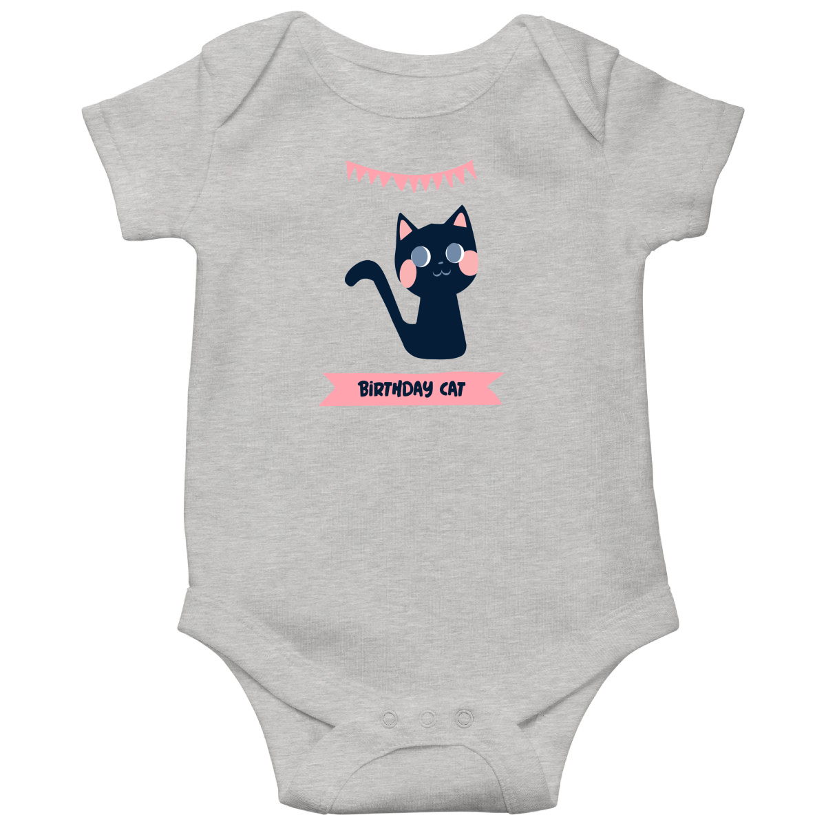 Birthday Cat Baby Bodysuits | Gray