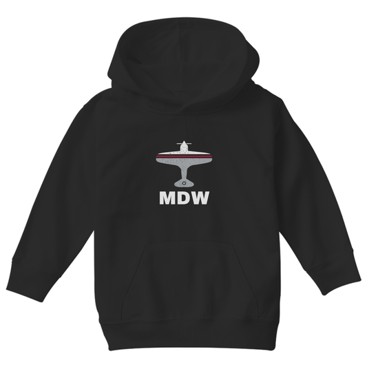 Fly Chicago MDW Airport Kids Hoodie | Black