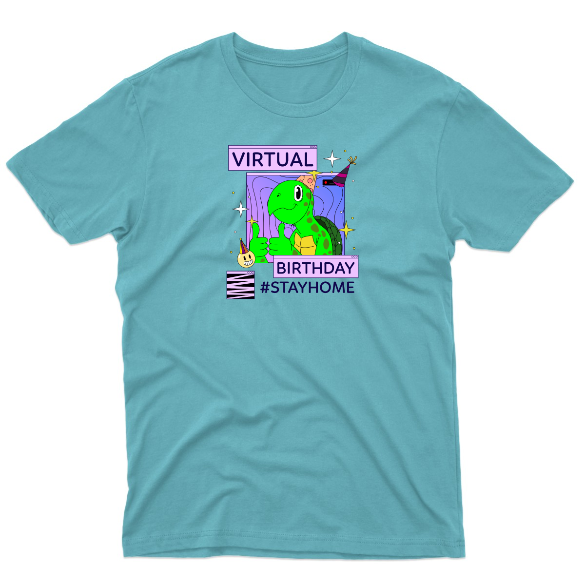 Virtual Party Stay Home Men's T-shirt | Turquoise