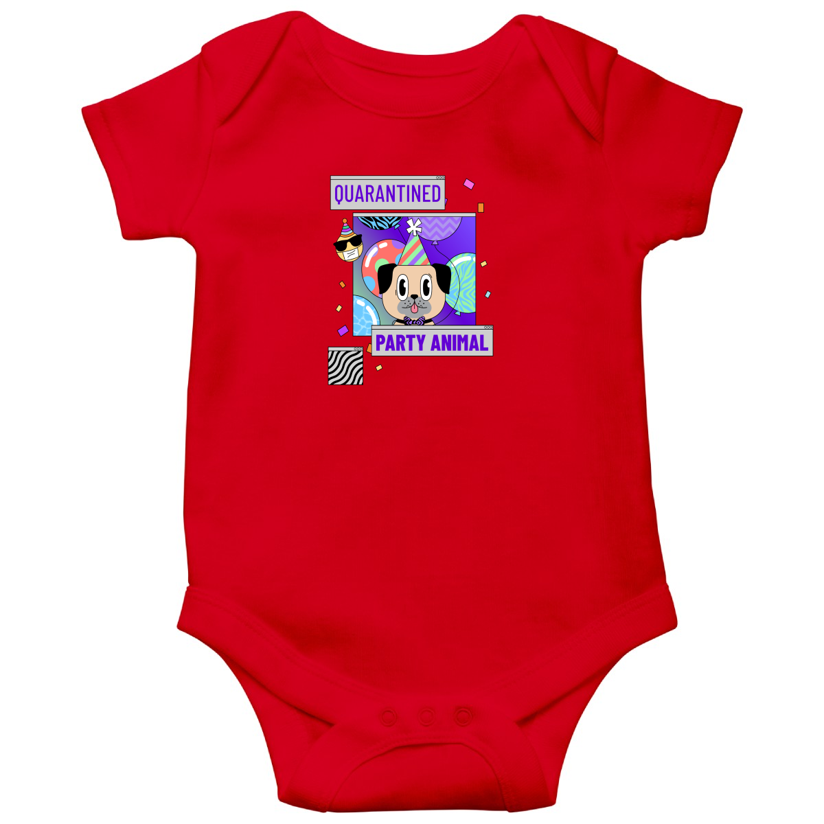 Quarantined Party Animal Baby Bodysuits | Red
