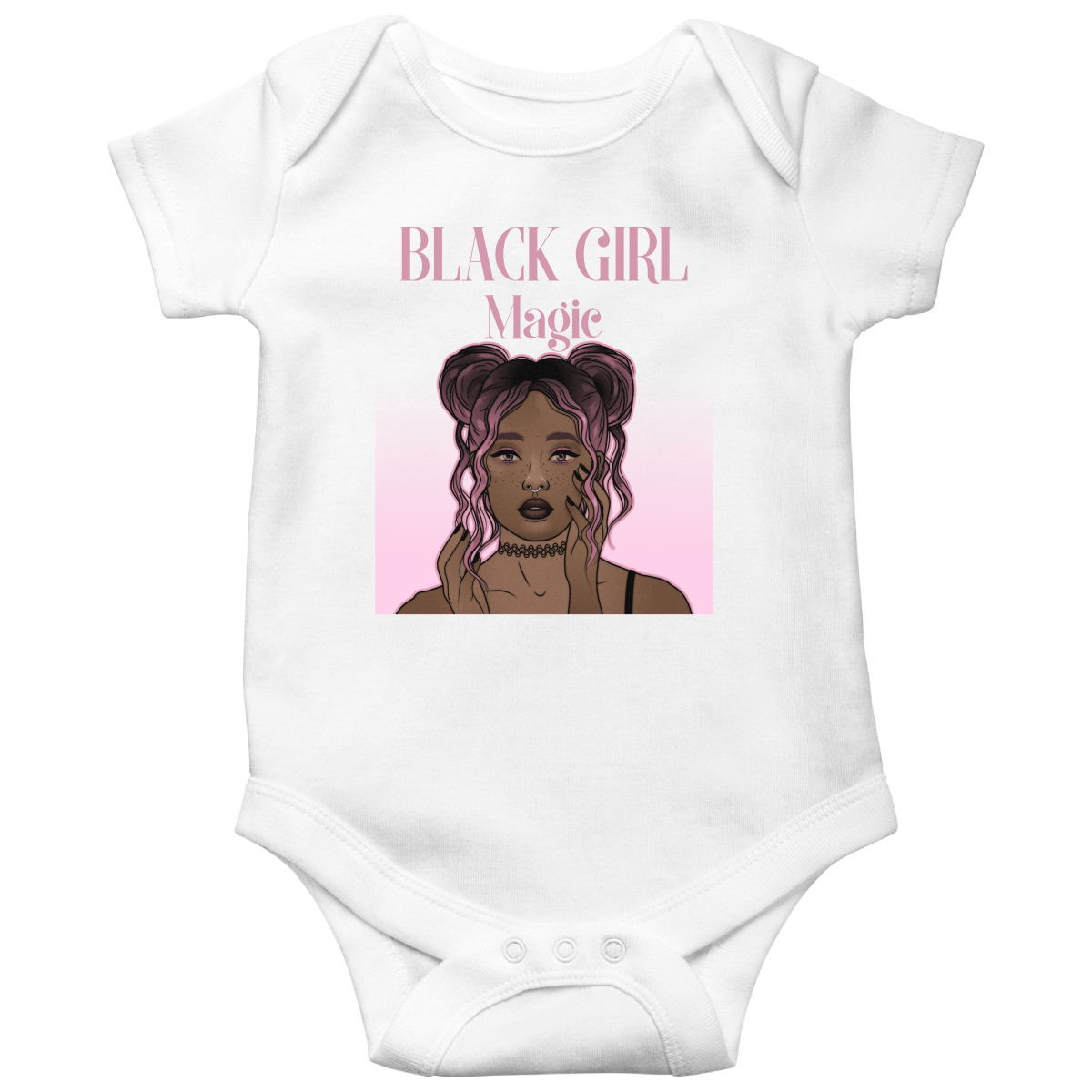Black Girl Magic Baby Bodysuits | White