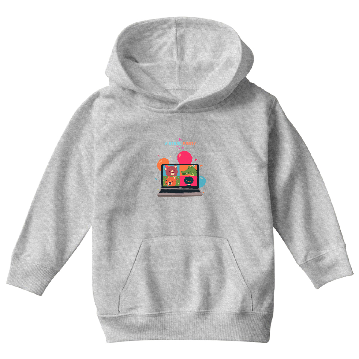 The Virtual Party is on Kids Hoodie | Gray