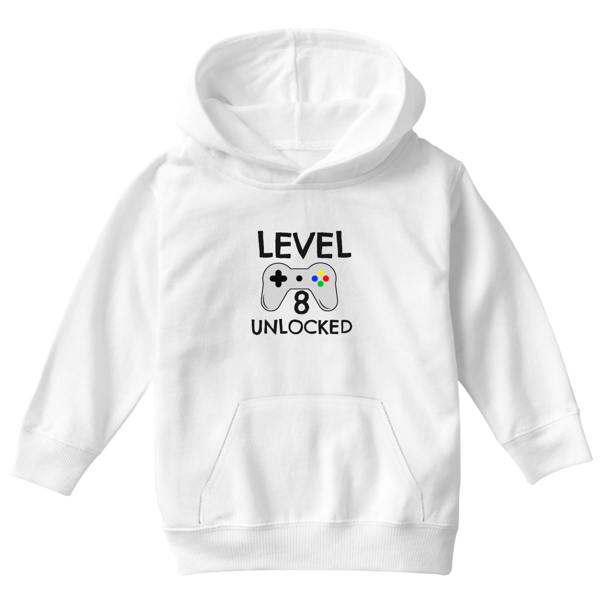 Level 8 Unlocked Kids Hoodie | White