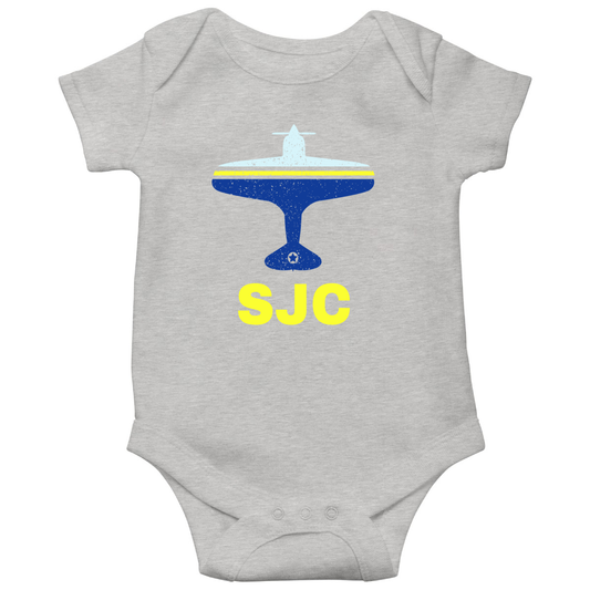Fly San Jose SJC Airport Baby Bodysuits | Gray