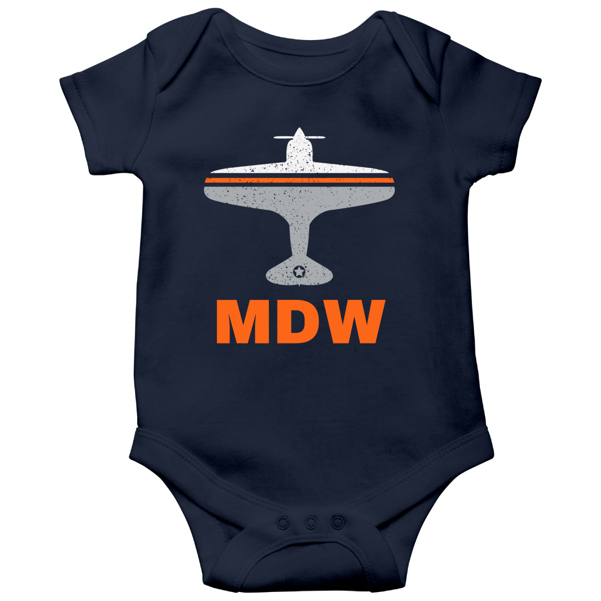 Fly Chicago MDW Airport Baby Bodysuits | Navy