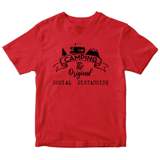 Camping Social Distancing Kids T-shirt | Red