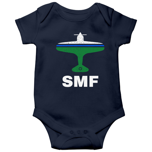 Fly Sacrameto SMF Airport Baby Bodysuits | Navy