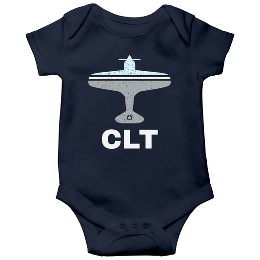 Fly Charlotte CLT Airport Baby Bodysuits | Navy