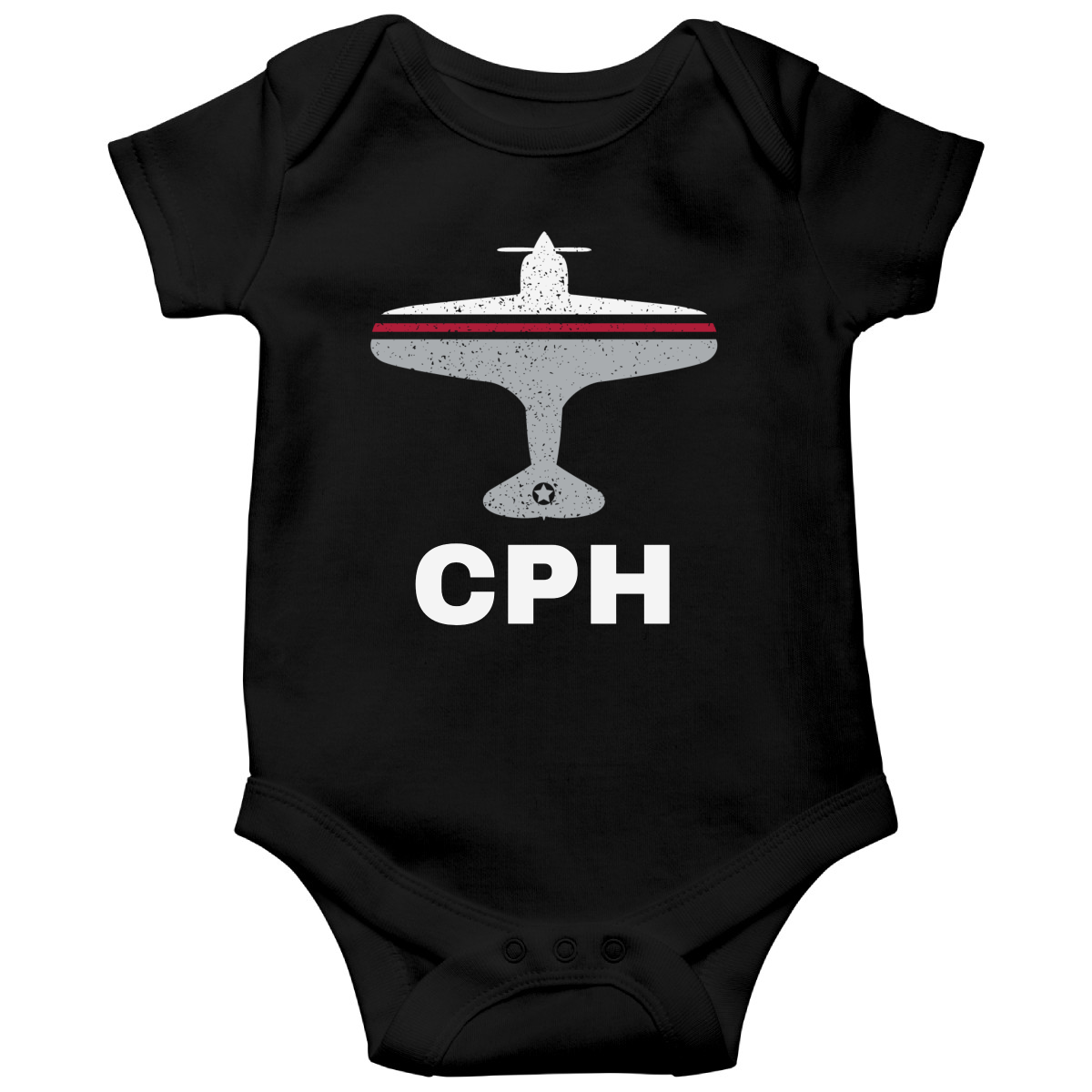 Fly Copenhagen CPH Airport Baby Bodysuits | Black