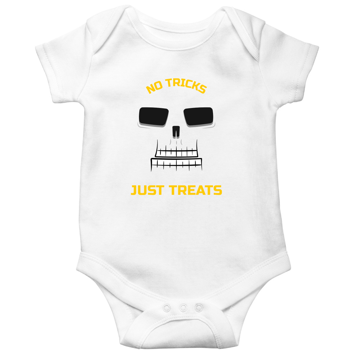 No Tricks Just Treats Baby Bodysuits | White