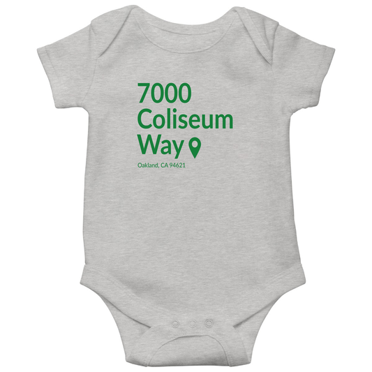 Oakland Baseball Stadium Baby Bodysuits | Gray