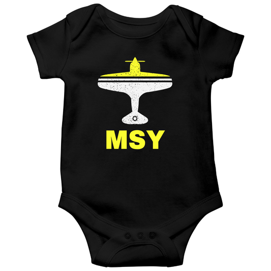 Fly New Orleans MSY Airport Baby Bodysuits | Black