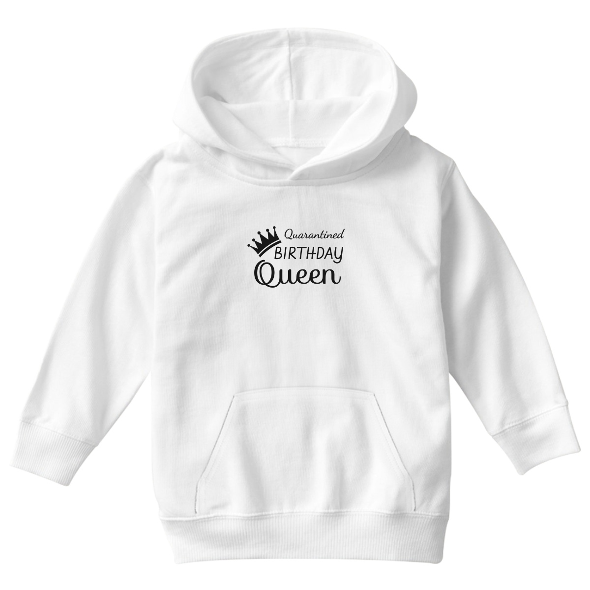 Quarantined Birthday Queen Kids Hoodie | White