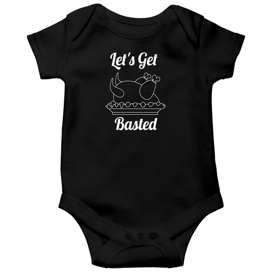 Let's Get Basted Baby Bodysuits | Black