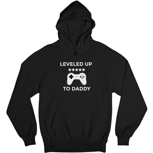 LEVELED UP TO DADDY Unisex Hoodie | Black