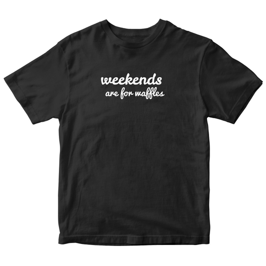 Weekends Are For Waffles Kids T-shirt | Black