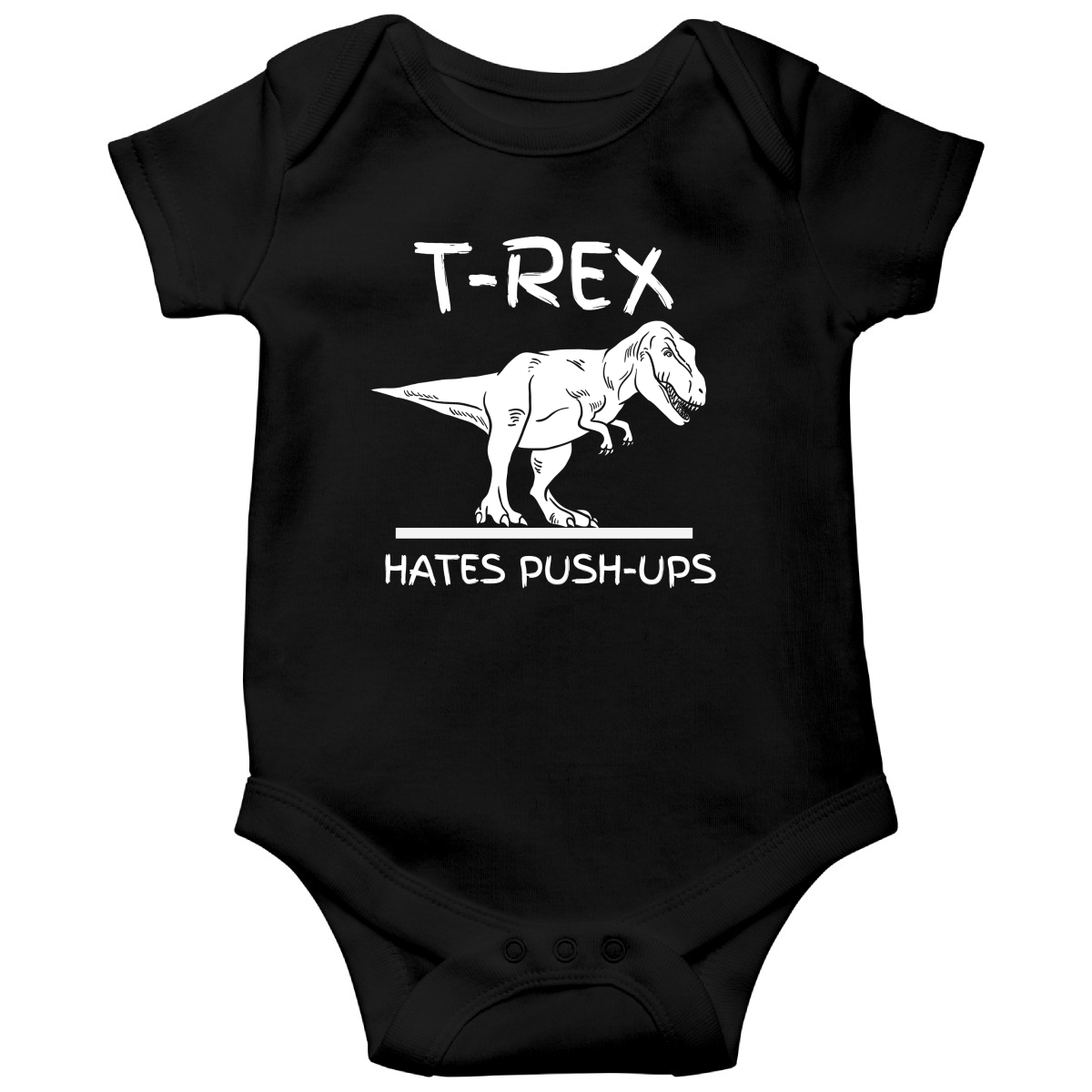 T-Rex Hates Push-ups  Baby Bodysuits | Black