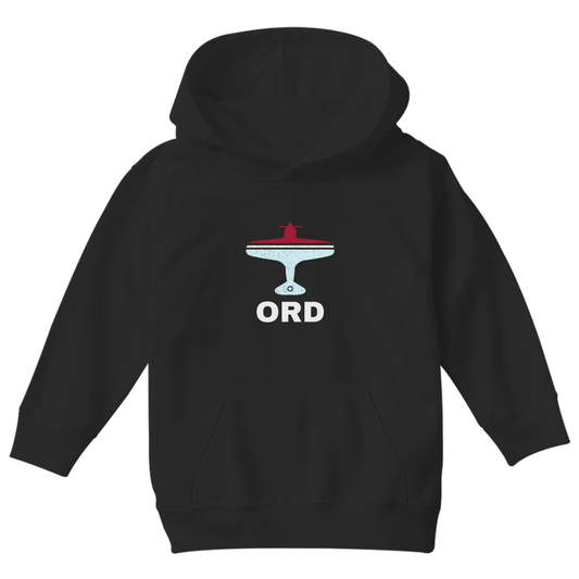 Fly Chicago ORD Airport Kids Hoodie | Black