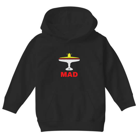 Fly Madrid MAD Airport Kids Hoodie | Black