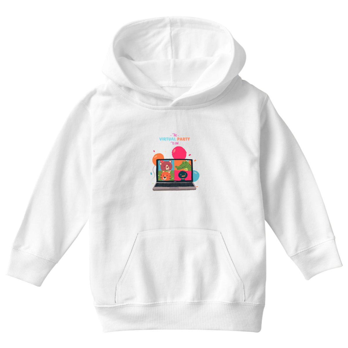 The Virtual Party is on Kids Hoodie | White