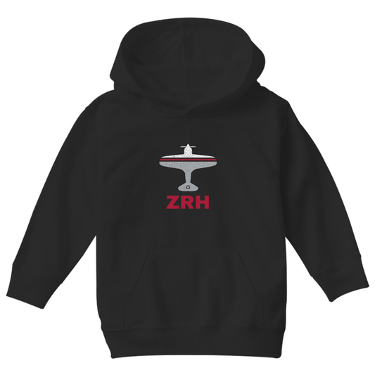 Fly Zurich ZRH Airport Kids Hoodie | Black