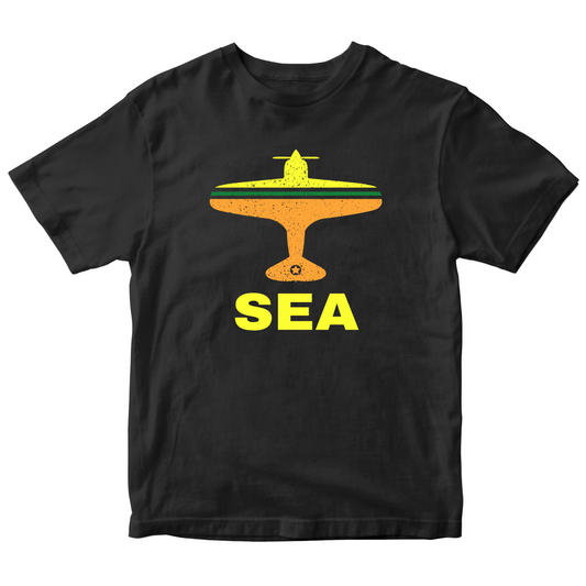 Fly Seattle SEA Airport Kids T-shirt | Black