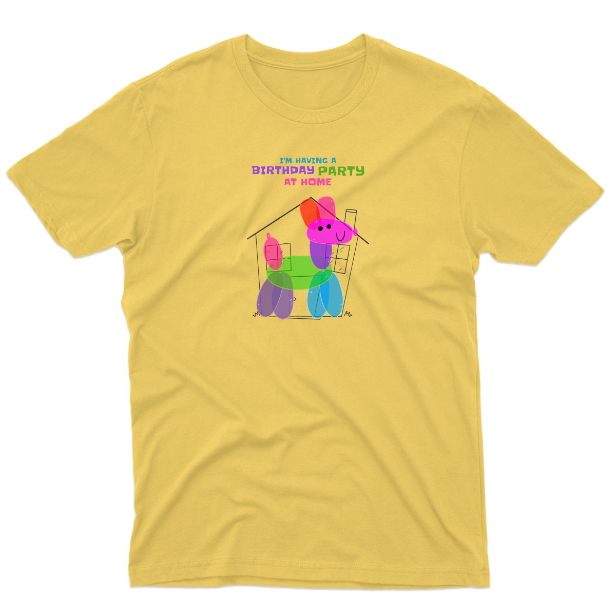 I'm having a birthday party at home  Men's T-shirt | Yellow