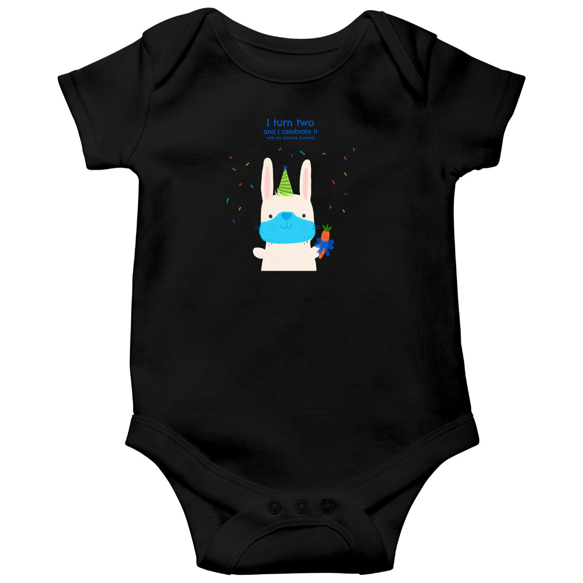 I turn two and I celebrate it with my favorite humans  Baby Bodysuits | Black