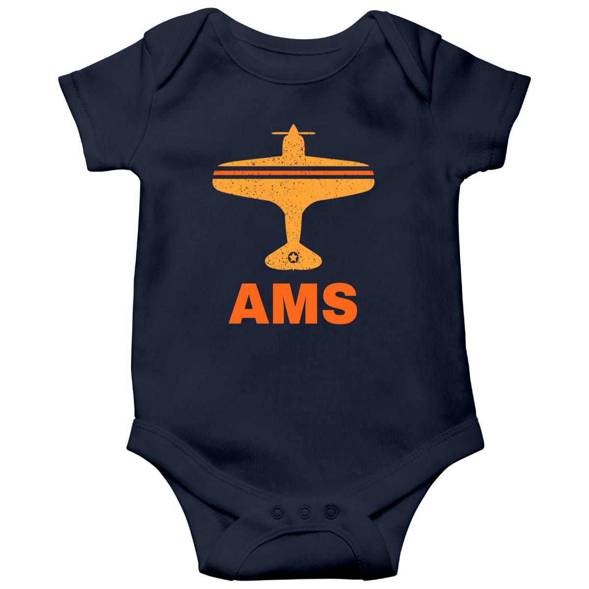 Fly Amsterdam AMS Airport Baby Bodysuits | Navy