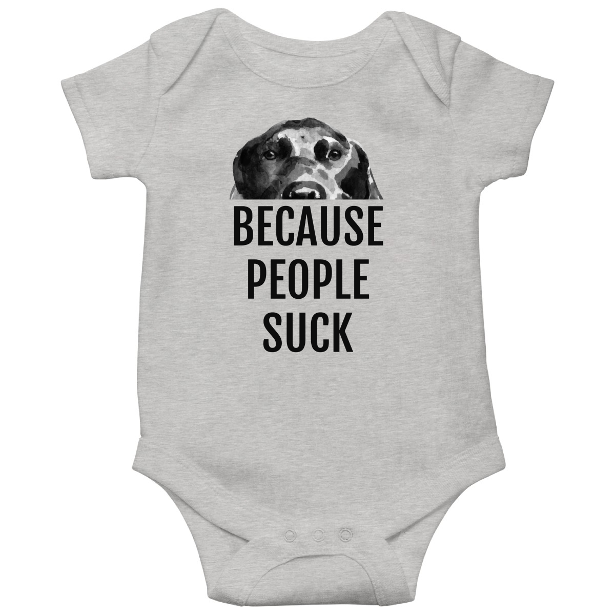 Because People Suck Baby Bodysuits | Gray