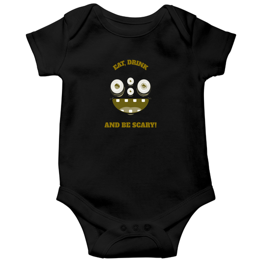 Eat, Drink and Be Scary! Baby Bodysuits | Black