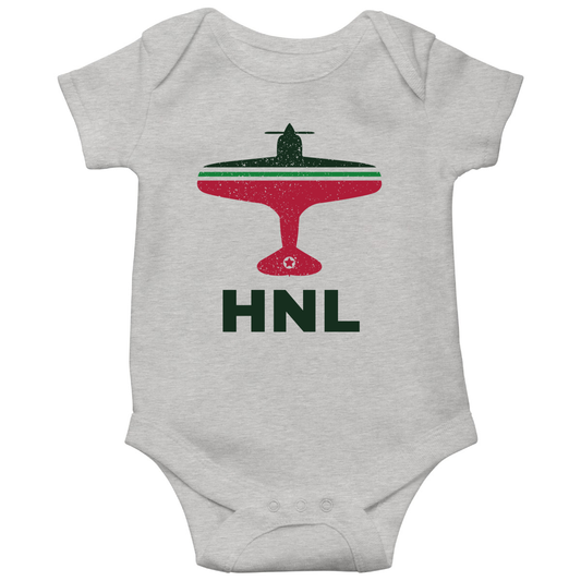 Fly Honolulu HNL Airport Baby Bodysuits | Gray