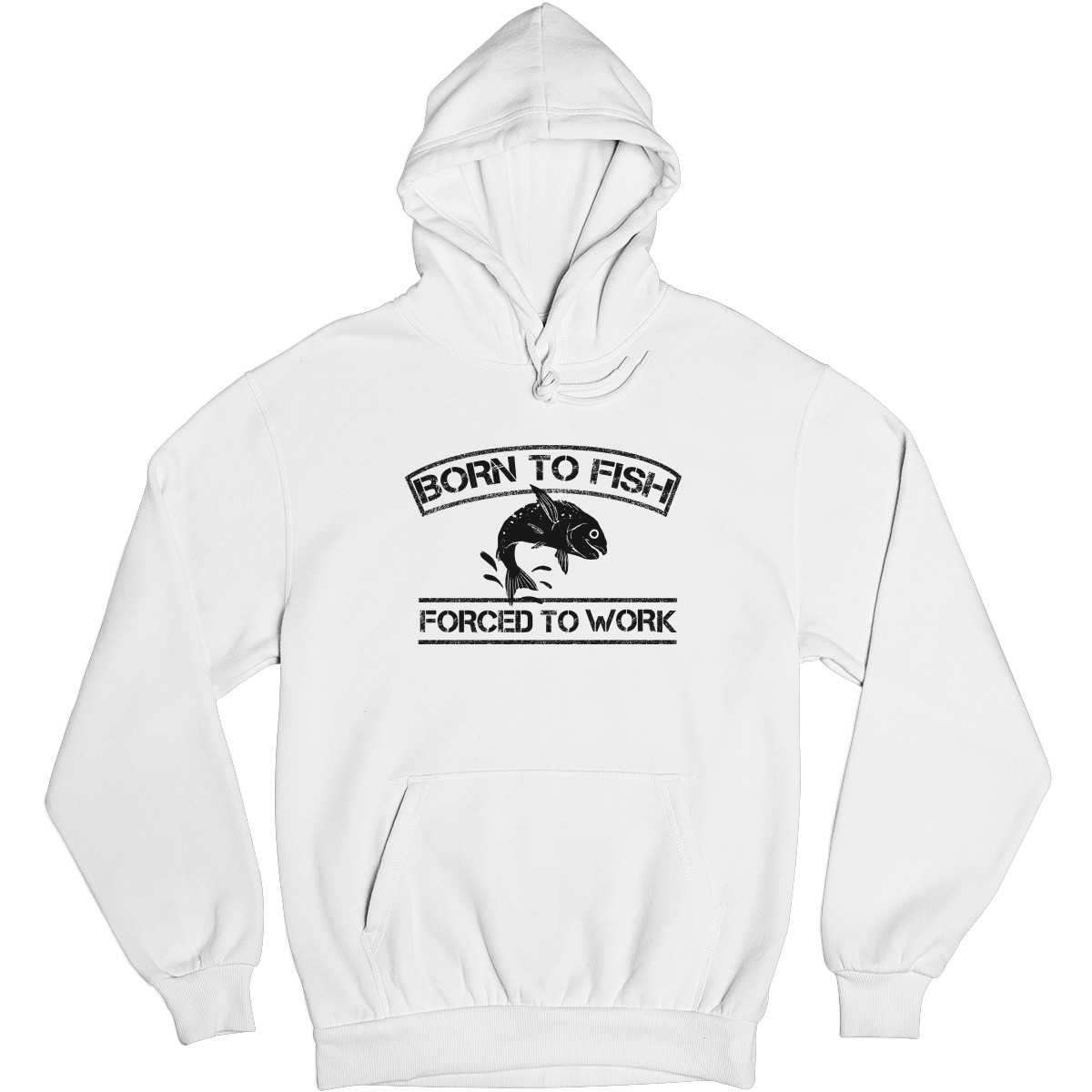 Born To Fish Forced To Work Unisex Hoodie | White