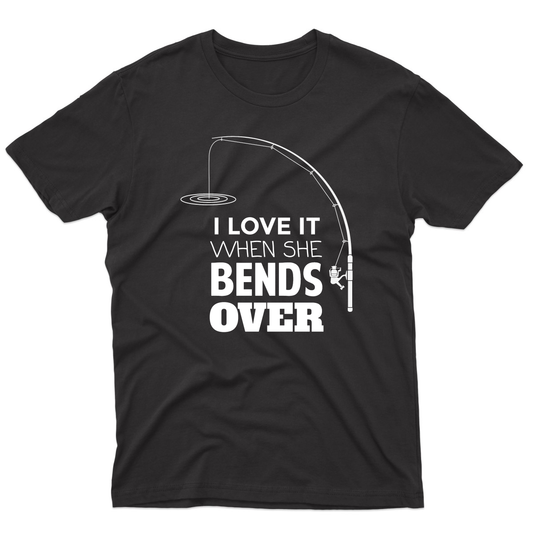 I Love It When She Bends Fishing Rod Men's T-shirt | Black