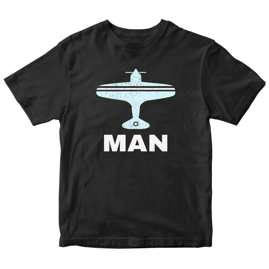 Fly Manchester MAN Airport Kids T-shirt | Black