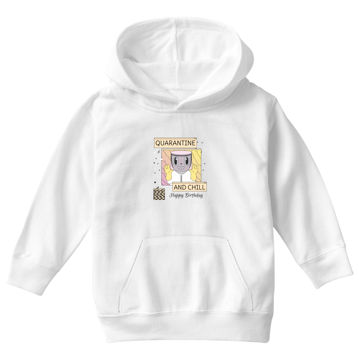 Quarantine and Chill Birthday Kids Hoodie | White